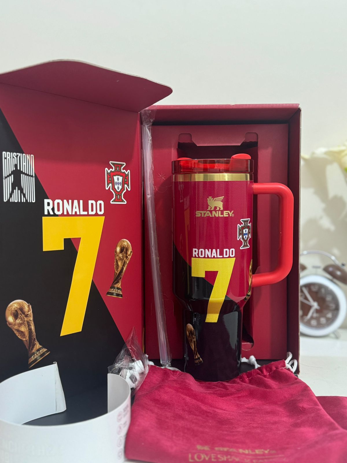 Stanley Cristiano Ronaldo Tumbler 40oz | Red Striped Quencher H2.0 Cup